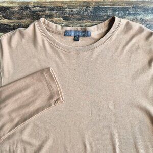 Robert Barakett Long Sleeve High-Crew Tee-Shirt Brown 100% Pima Cotton